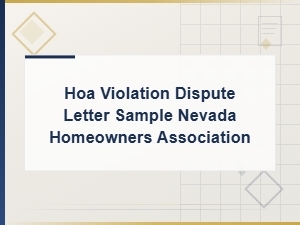 Nevada Hoa Violation Dispute Letter Sample