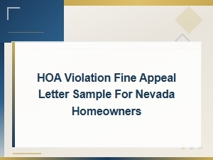 Sample Hoa Fine Appeal Letter for Nevada Homeowners